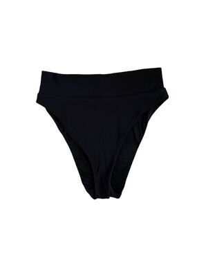 Aerie Black High Cut Cheeky Ribbed Bikini Bottom Size Large